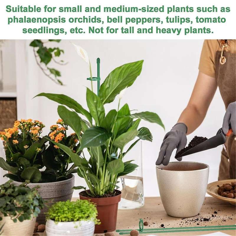 Plant Stakes Sets, Plant Sticks with Connect Pipe for Indoor and Outdoor Plants, Green Adjustable P