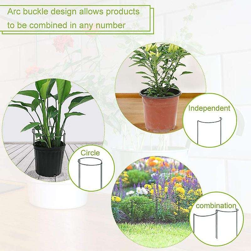Plant Support Stake, 4-pack Half Round Metal Garden Plant Supports, Green Garden Plant Support Ring