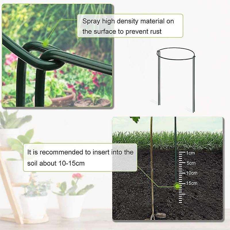 Plant Support Stake, 4-pack Half Round Metal Garden Plant Supports, Green Garden Plant Support Ring