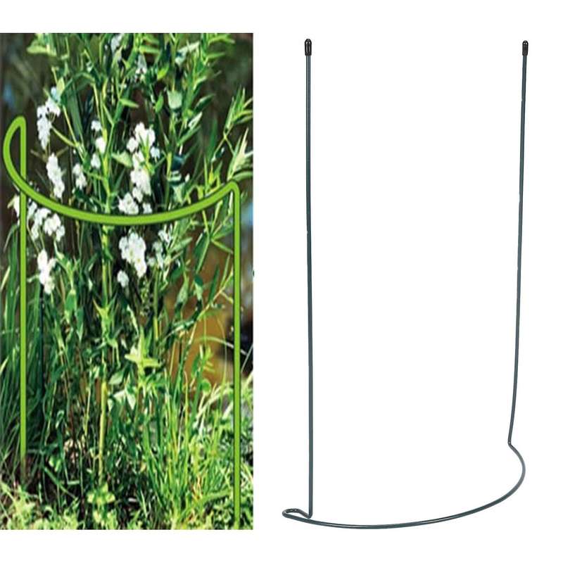 Plant Support Stake, 8-pack Half Round Metal Garden Plant Supports, Green Garden Plant Support Ring