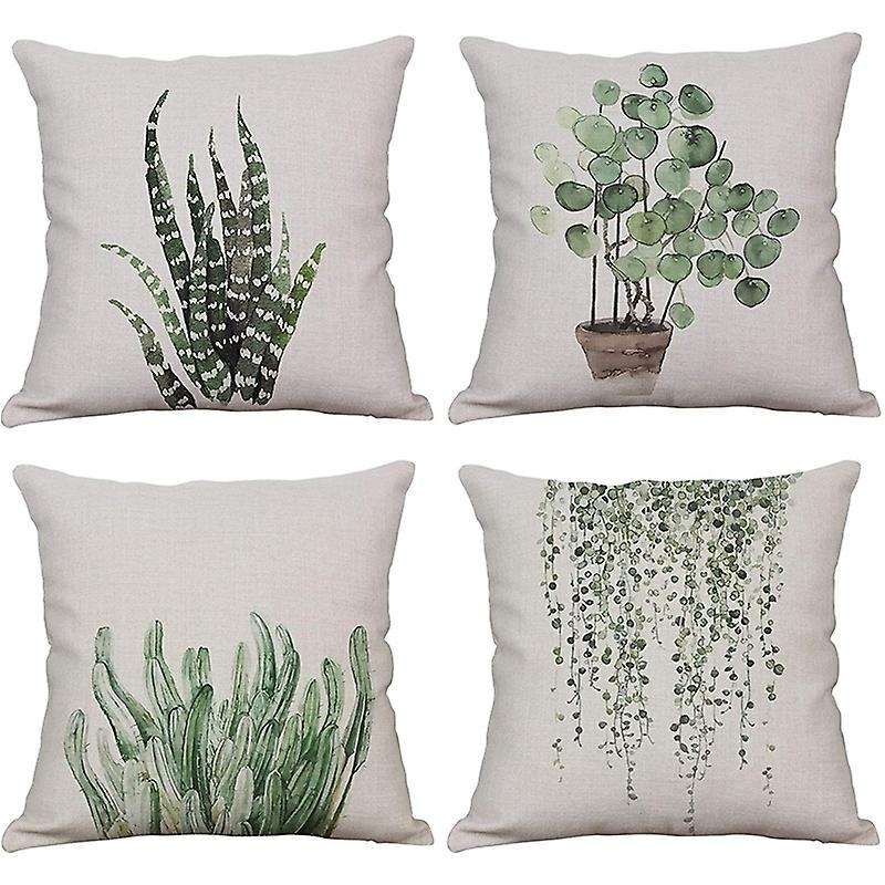 Plant Throw Pillow Covers Decorative Cotton Linen Square Outdoor Cushion Cover Sofa Home Pillow Cove