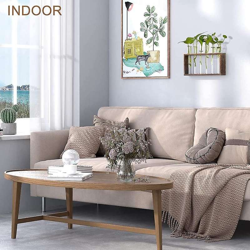 Plant Terrarium with Wooden Stand, Desktop/Wall Hanging Plant Propagation Station Planters Glass Tu