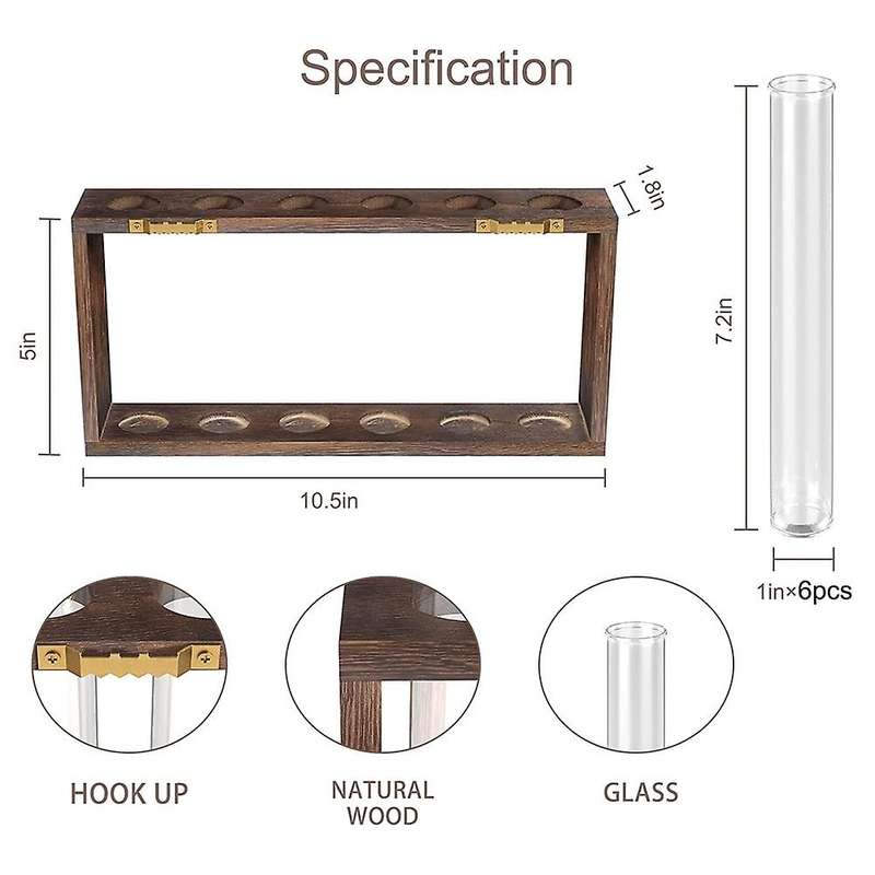 Plant Terrarium with Wooden Stand, Desktop/Wall Hanging Plant Propagation Station Planters Glass Tu