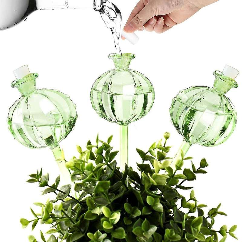 Plant Watering Globes ,3pcs Blown Plant Watering Devices, Self Watering Globes Watering Globes for I