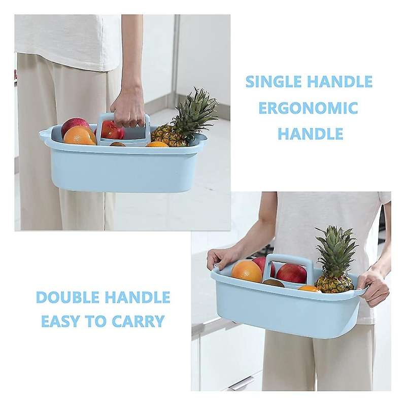 Plastic Basket Portable Shower Tote Organizer Basket with Handle for Bathroom, Bedroom, Kitchen Blu