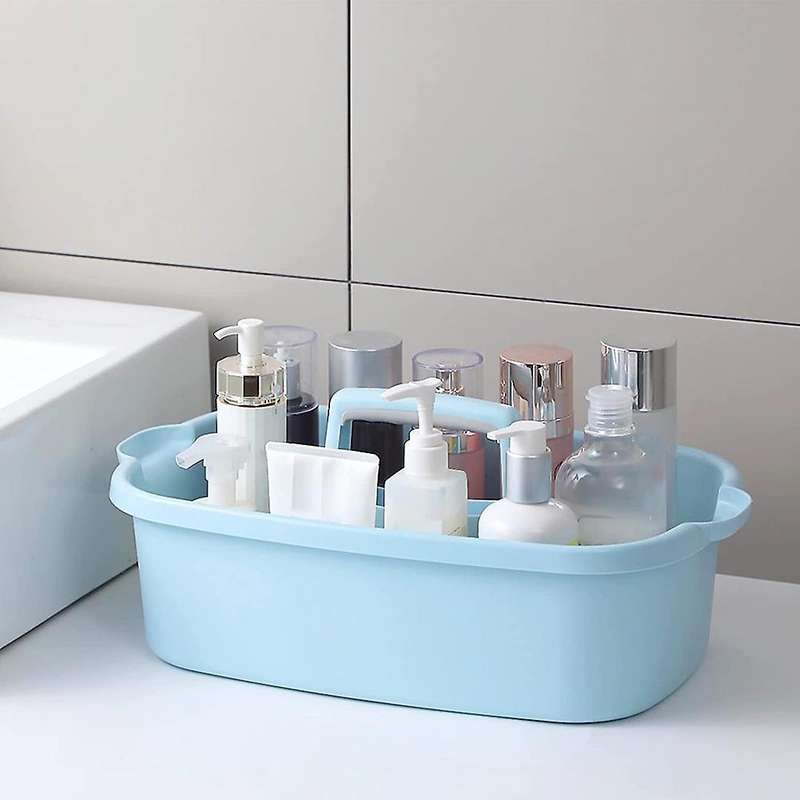 Plastic Basket Portable Shower Tote Organizer Basket with Handle for Bathroom, Bedroom, Kitchen Blu