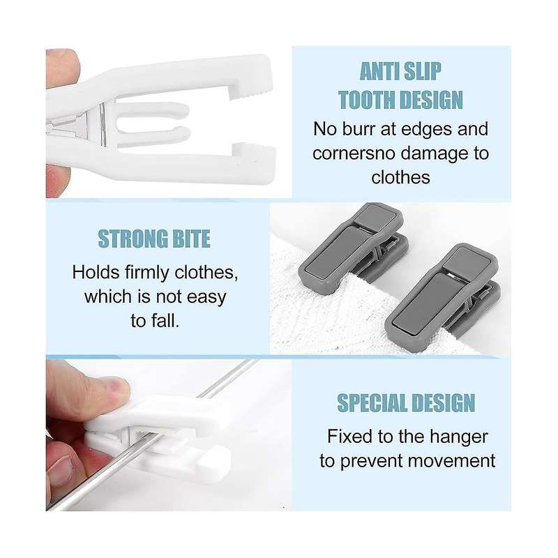 Plastic Hanger Clips for Baby Clothes, Strong Plastic Clips for Hangers, Multi- Hanger Clips for Vel