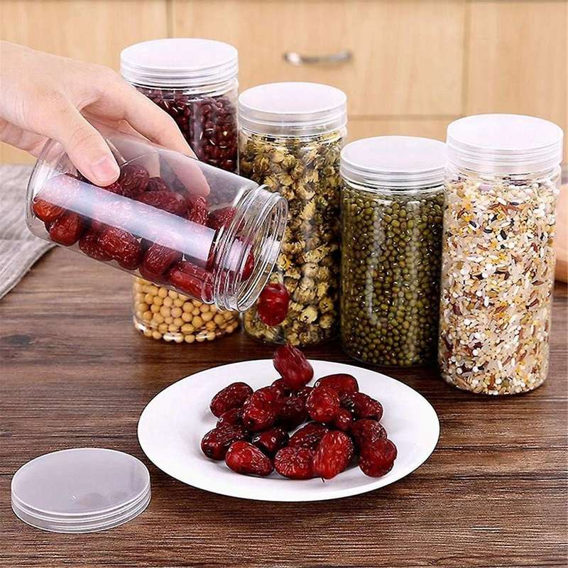 Plastic Jars with Lids Storage Containers Dried Fruit Food Container Reusable Plastic Pot Storage Co
