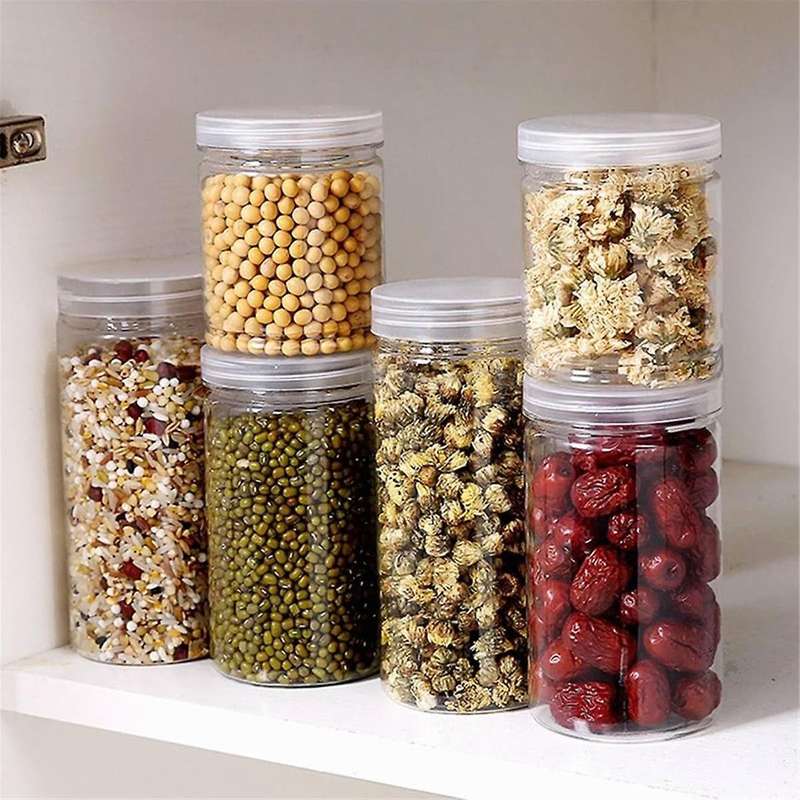 Plastic Jars with Lids Storage Containers Dried Fruit Food Container Reusable Plastic Pot Storage Co