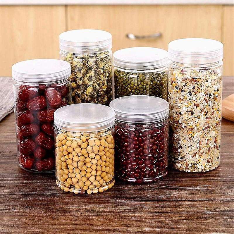 Plastic Jars with Lids Storage Containers Dried Fruit Food Container Reusable Plastic Pot Storage Co