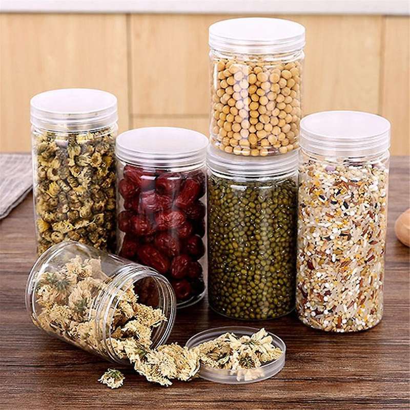 Plastic Jars with Lids Storage Containers Dried Fruit Food Container Reusable Plastic Pot Storage Co