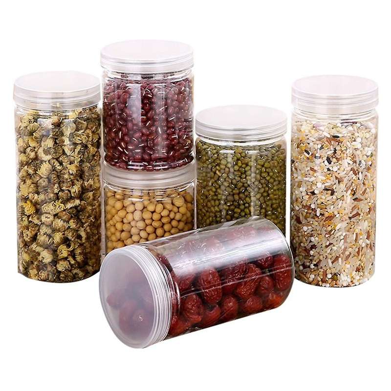 Plastic Jars with Lids Storage Containers Dried Fruit Food Container Reusable Plastic Pot Storage Co