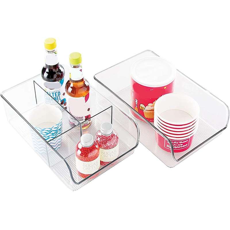 Plastic Fridge and Freezer Divided Storage Organizer Bin, Container for Food, Drinks, Snacks, Produc