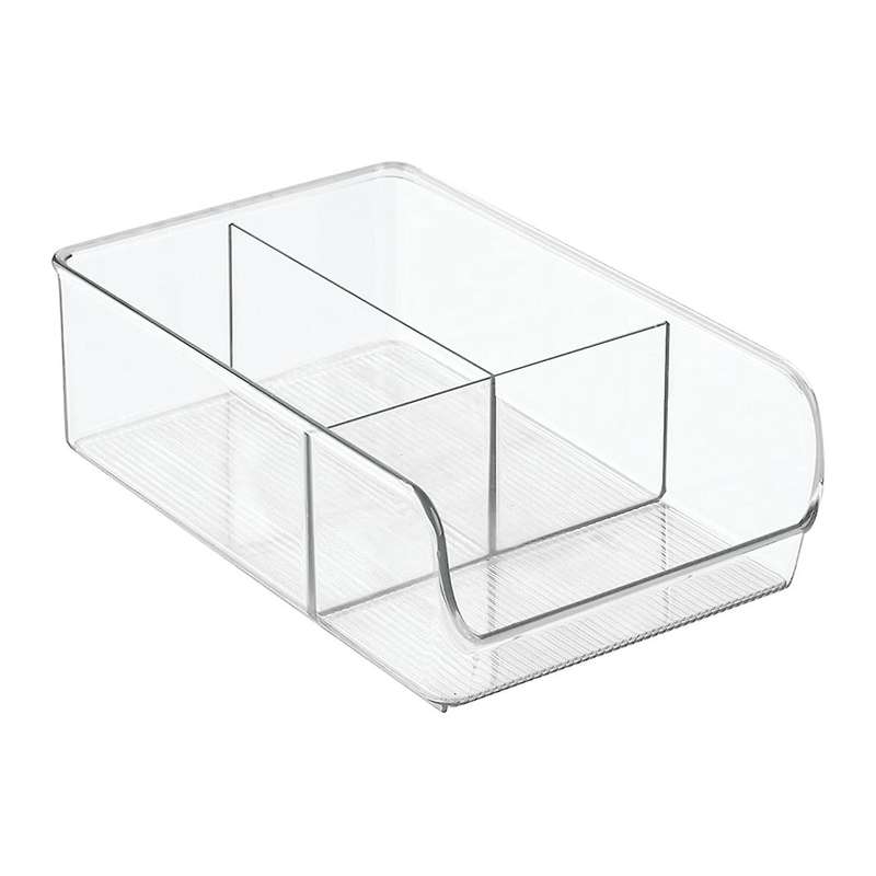Plastic Fridge and Freezer Divided Storage Organizer Bin, Container for Food, Drinks, Snacks, Produc