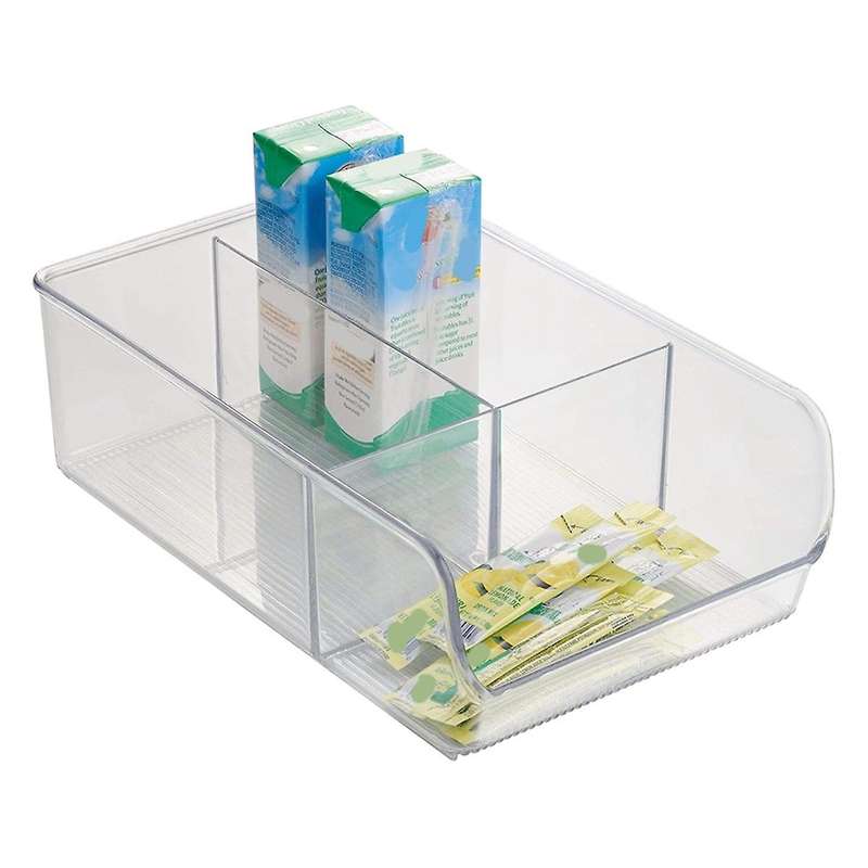 Plastic Fridge and Freezer Divided Storage Organizer Bin, Container for Food, Drinks, Snacks, Produc