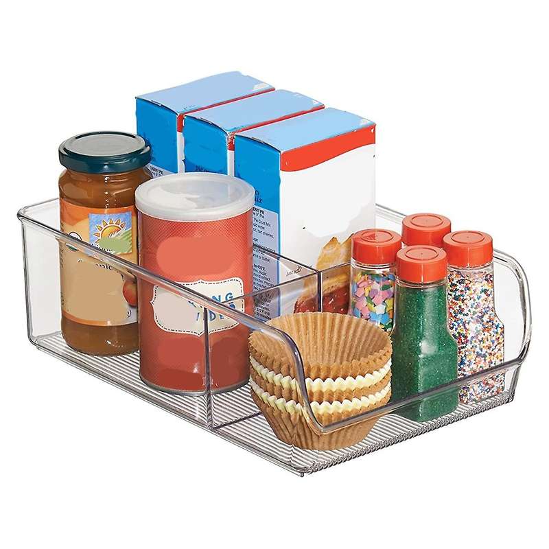 Plastic Fridge and Freezer Divided Storage Organizer Bin, Container for Food, Drinks, Snacks, Produc