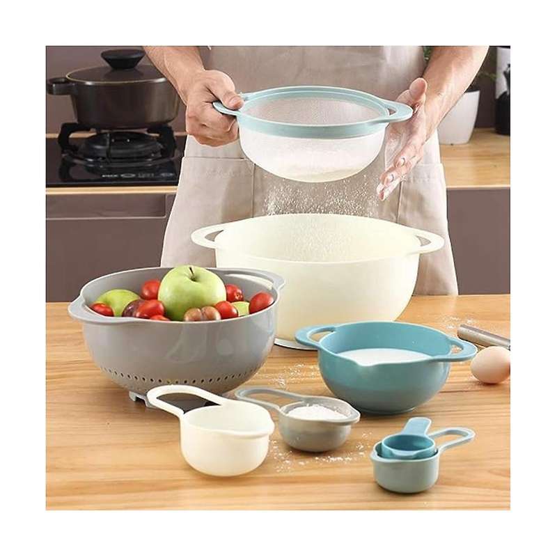 Plastic Mixing Bowls-multicolored Mixing Bowl Set Of 8,including Measuring Cups,colander,sifter,bowl