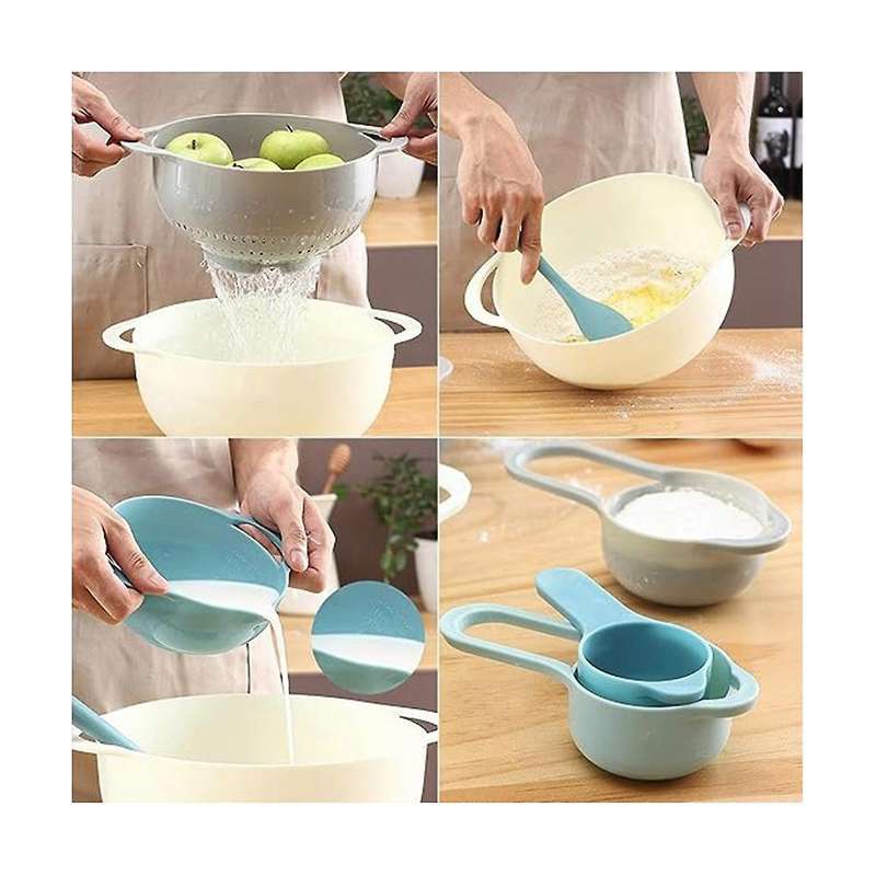 Plastic Mixing Bowls-multicolored Mixing Bowl Set Of 8,including Measuring Cups,colander,sifter,bowl