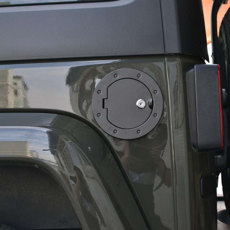 Plastic Rear Locking Fuel Door Black Gas Tank Cap Cover & Key for JL 2018 2019 2020