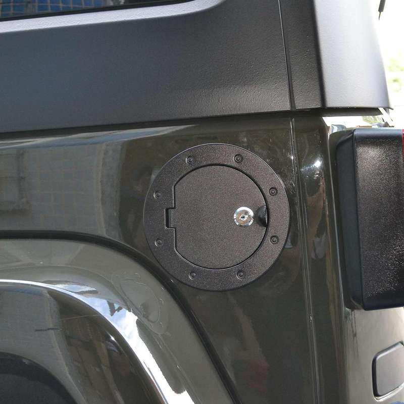 Plastic Rear Locking Fuel Door Black Gas Tank Cap Cover & Key for JL 2018 2019 2020