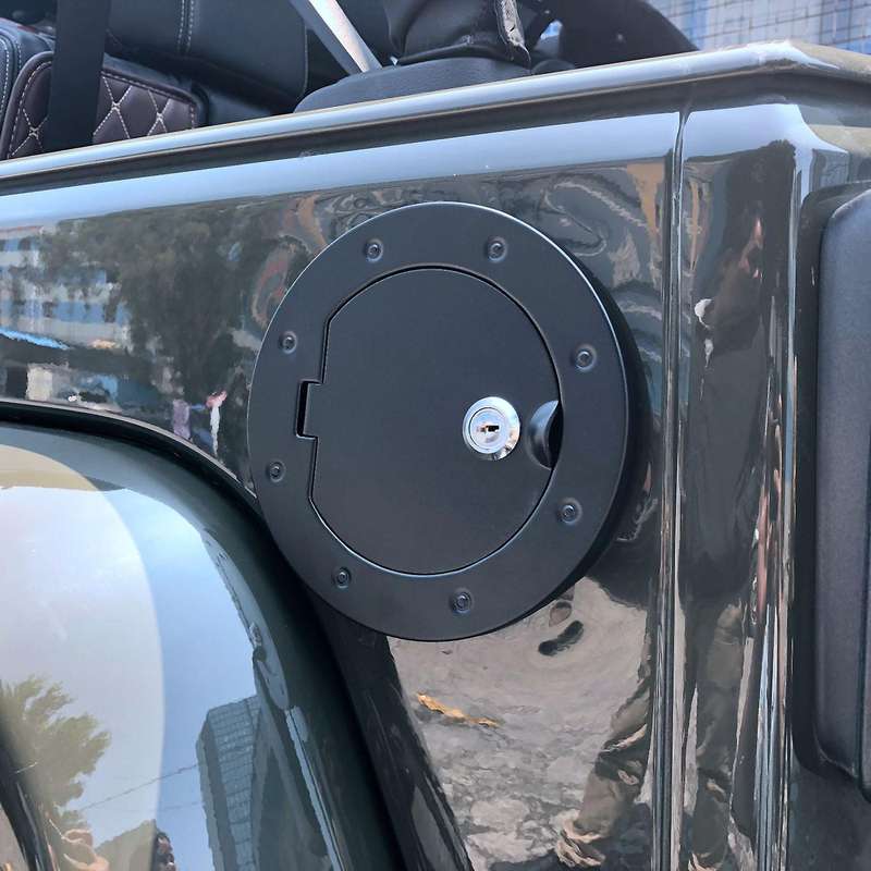 Plastic Rear Locking Fuel Door Black Gas Tank Cap Cover & Key for JL 2018 2019 2020