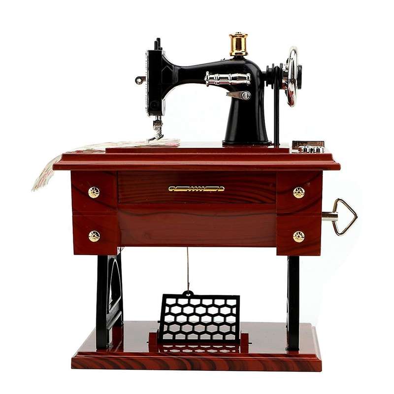 Plastic Mini Sewing Machine Style Music Box Hand Crank Vintage Music Boxes Festival Gift New Year Gi