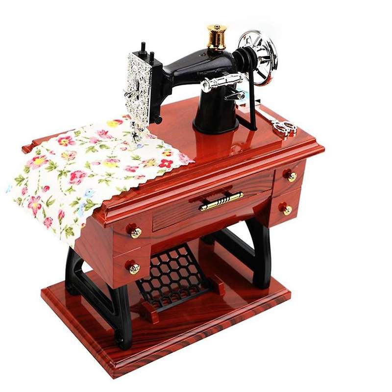 Plastic Mini Sewing Machine Style Music Box Hand Crank Vintage Music Boxes Festival Gift New Year Gi