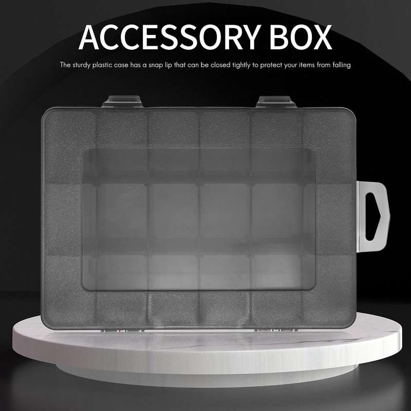 Plastic Stackable Organizer Container with Adjustable Dividers, Plastic Box with 18 Removable Grids