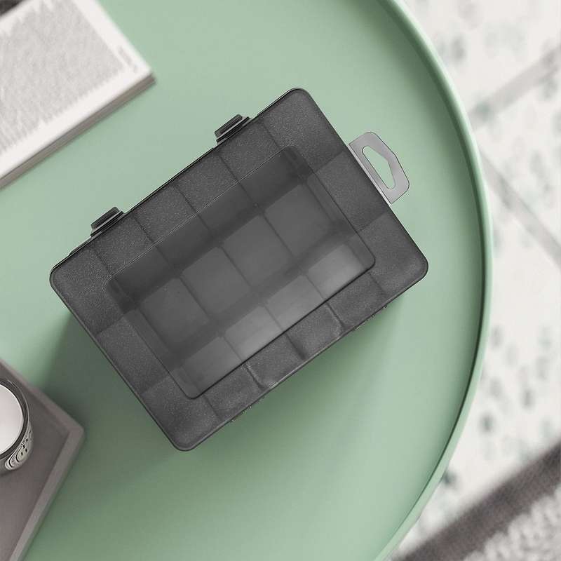 Plastic Stackable Organizer Container with Adjustable Dividers, Plastic Box with 18 Removable Grids