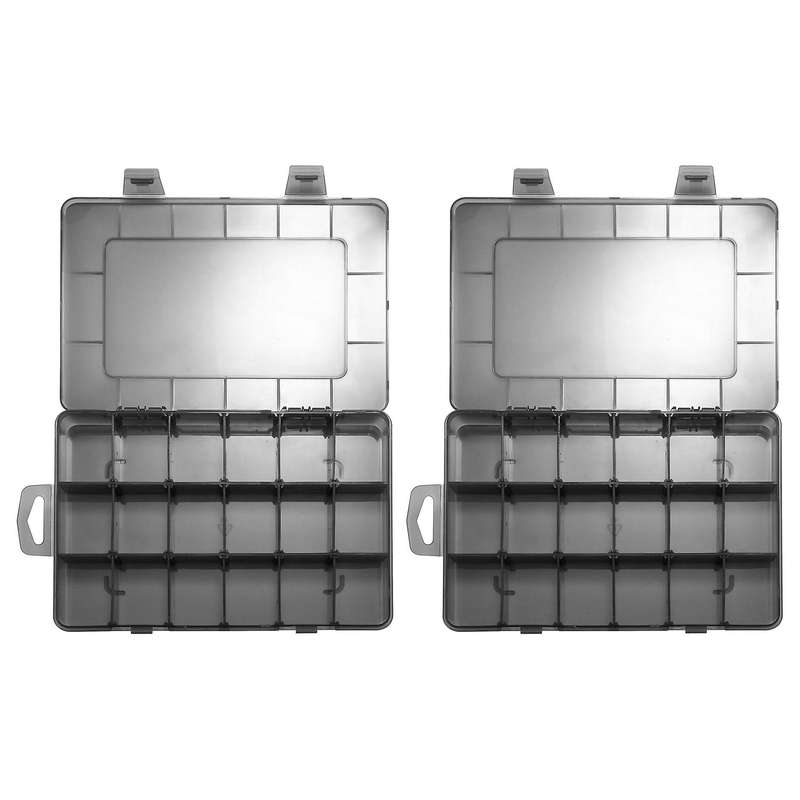 Plastic Stackable Organizer Container with Adjustable Dividers, Plastic Box with 18 Removable Grids