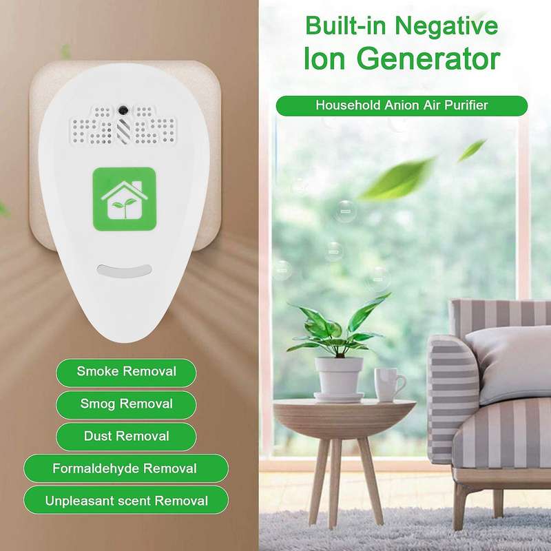 Plug In Air Purifier Mini Portable 5-12 Million Negative Ion Air Purifier Compatible Bedroom Kitchen