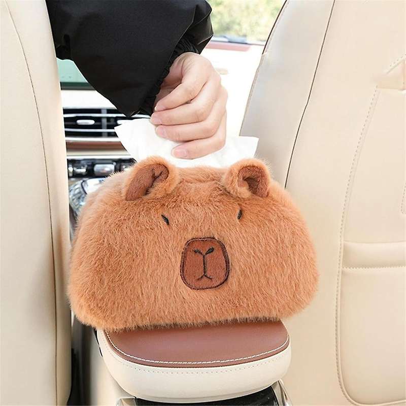 Plush Tissue Holder,Funny Capybara Tissue Box Cover,Durable Stuffed Animal Tissue Box, Plush Cute Ca