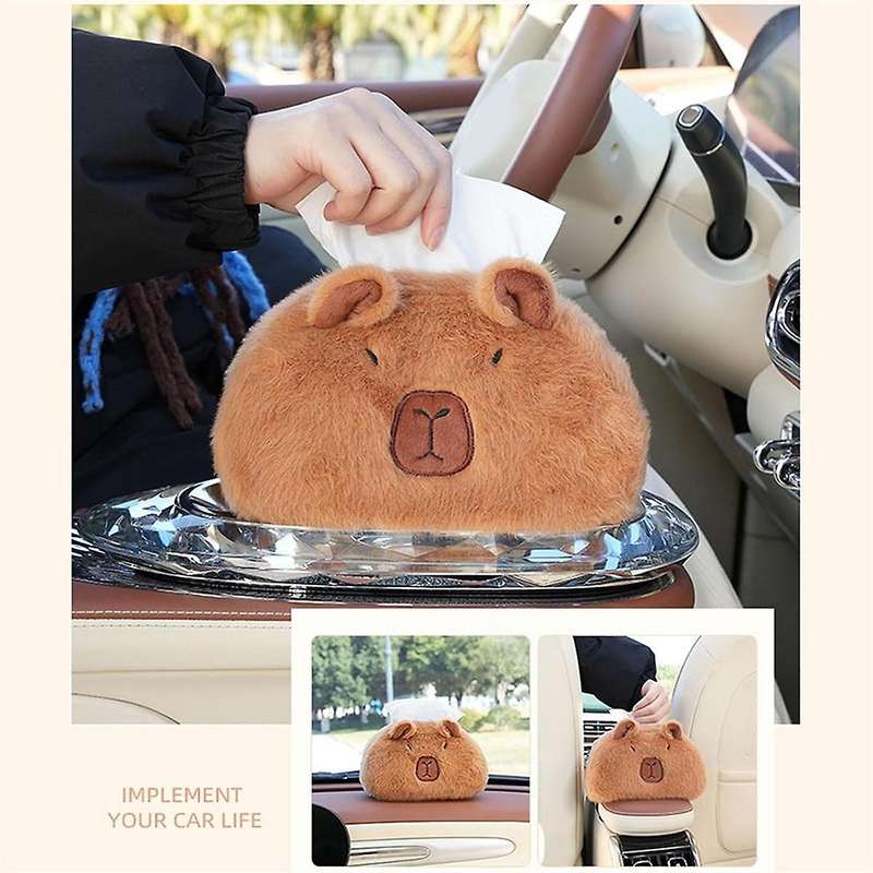 Plush Tissue Holder,Funny Capybara Tissue Box Cover,Durable Stuffed Animal Tissue Box, Plush Cute Ca