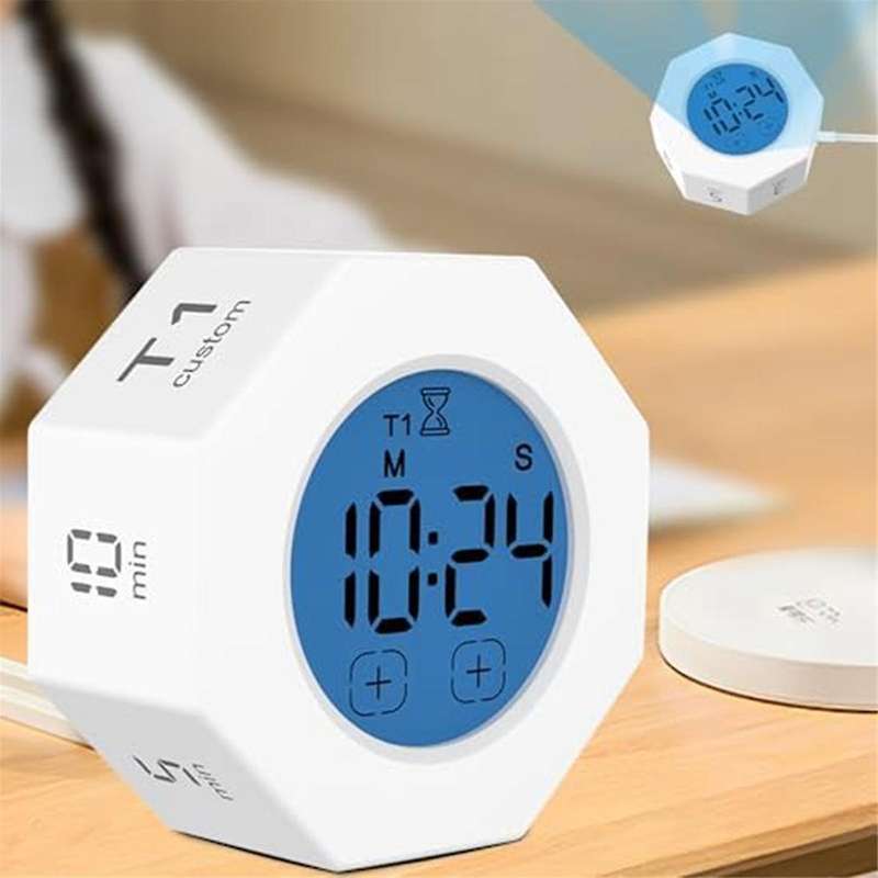 Pomodoro Timer, Productivity Timer Square, Octagonal Gravitational Flip Focus Timer,Mute & Adjustabl