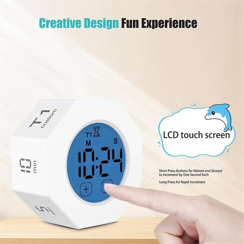 Pomodoro Timer, Productivity Timer Square, Octagonal Gravitational Flip Focus Timer,Mute & Adjustabl
