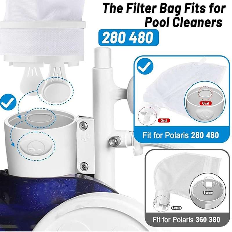 Pool Cleaner Kit for 280 480, 2Pcs All Purpose Bag with Zipper Closure Replacement Mesh Bag and 10Pc