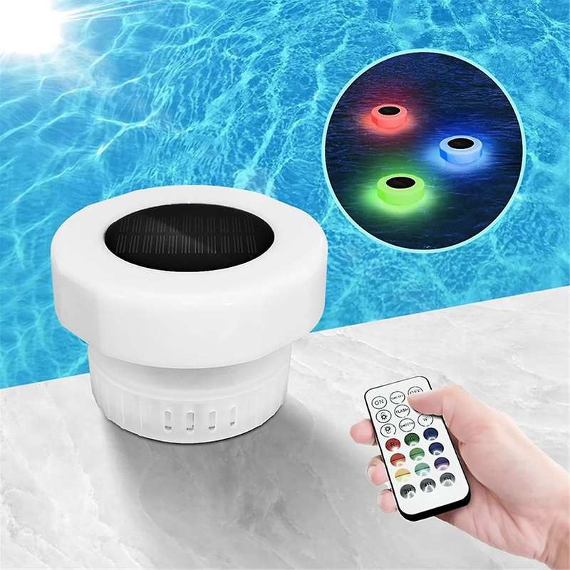Pool Chlorine Floater, Chlorine Tablet Floater with Colorful Solar Lights, Floating Chlorine Dispens