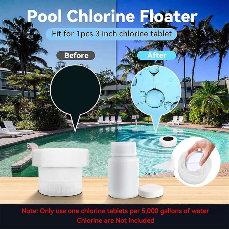 Pool Chlorine Floater, Chlorine Tablet Floater with Colorful Solar Lights, Floating Chlorine Dispens