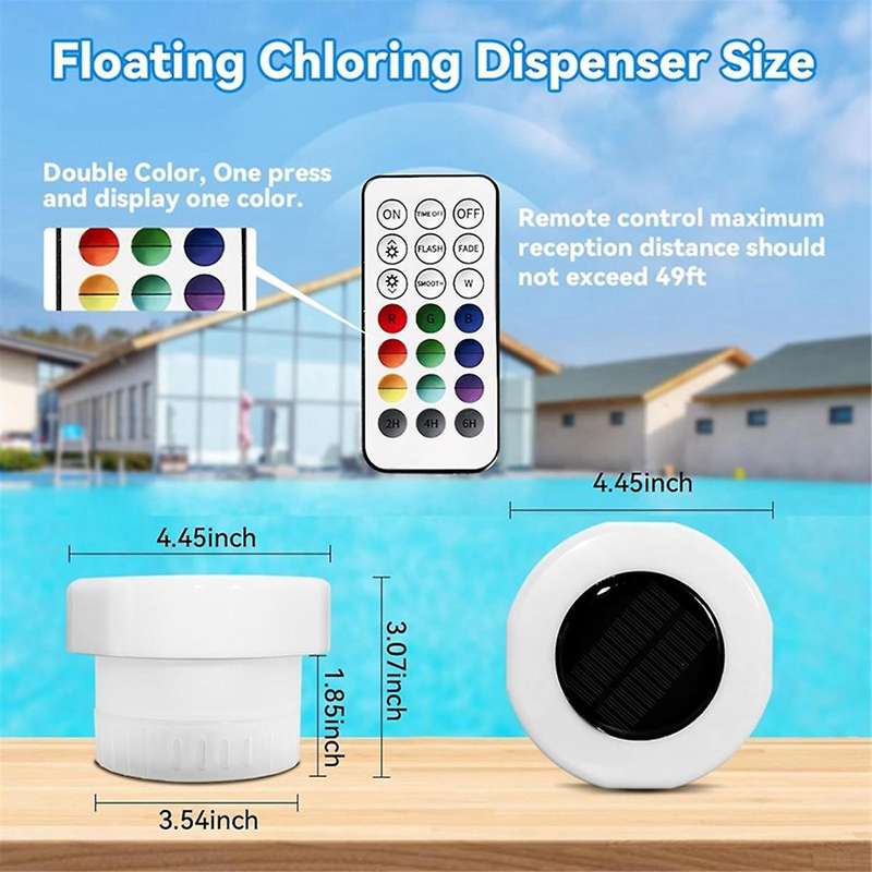 Pool Chlorine Floater, Chlorine Tablet Floater with Colorful Solar Lights, Floating Chlorine Dispens