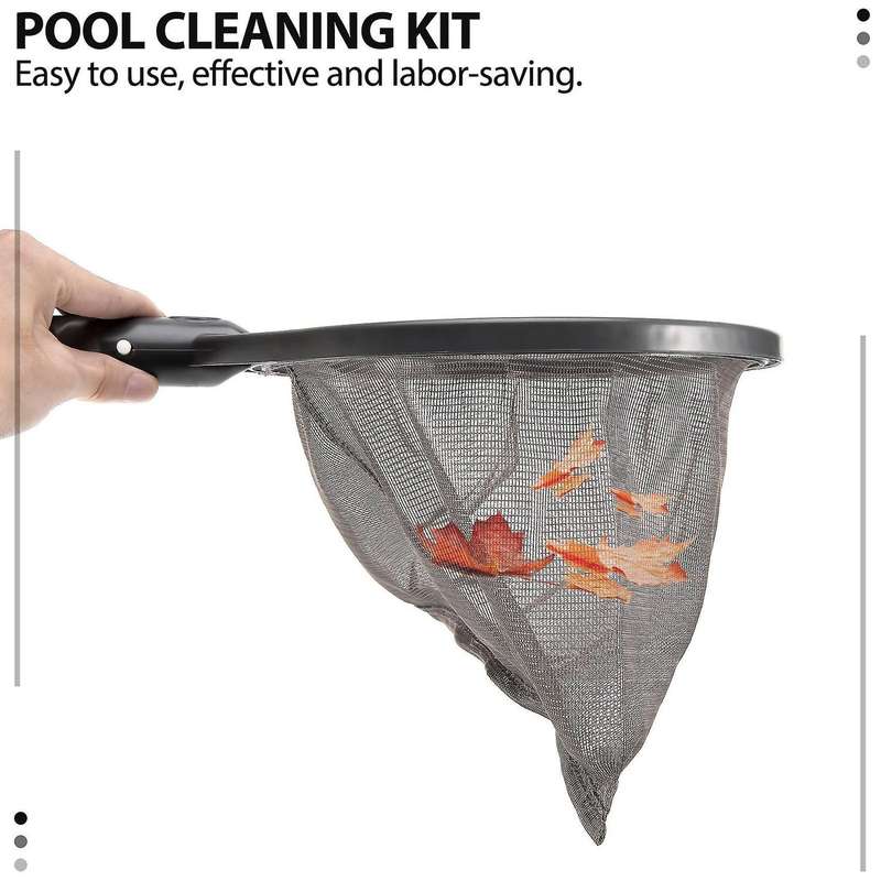 Pool Cleaning Kit, Pond Maintenance Kit Swimming Pool Accessories with Leaf Skimmer Net & Glove for