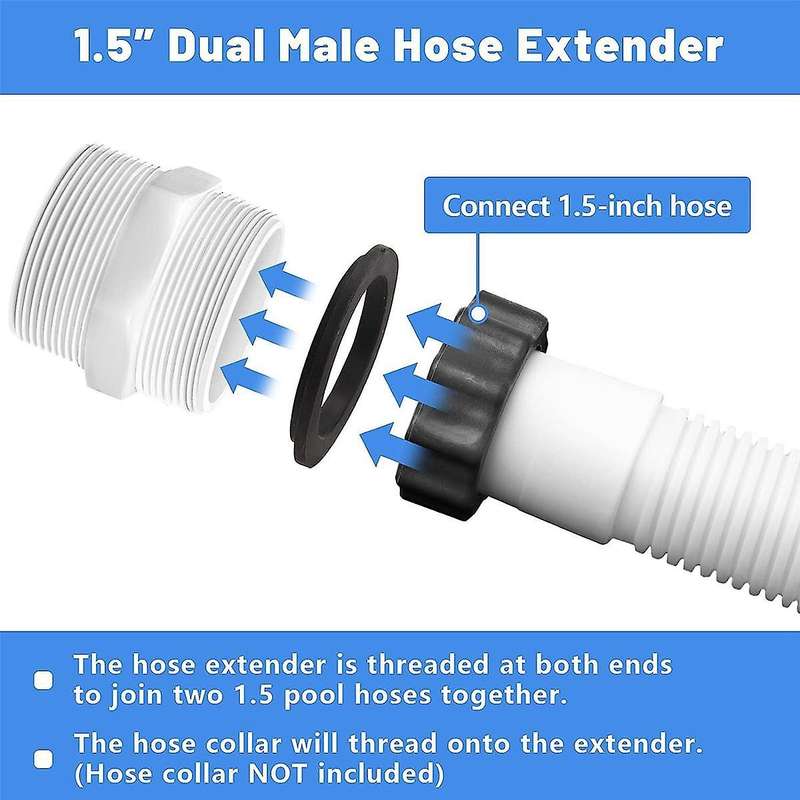 Pool Hose Adapter 1.5 Inch for Pool Pump Hose with Ring Gaskets Swimming Pool Hose Adapter Parts