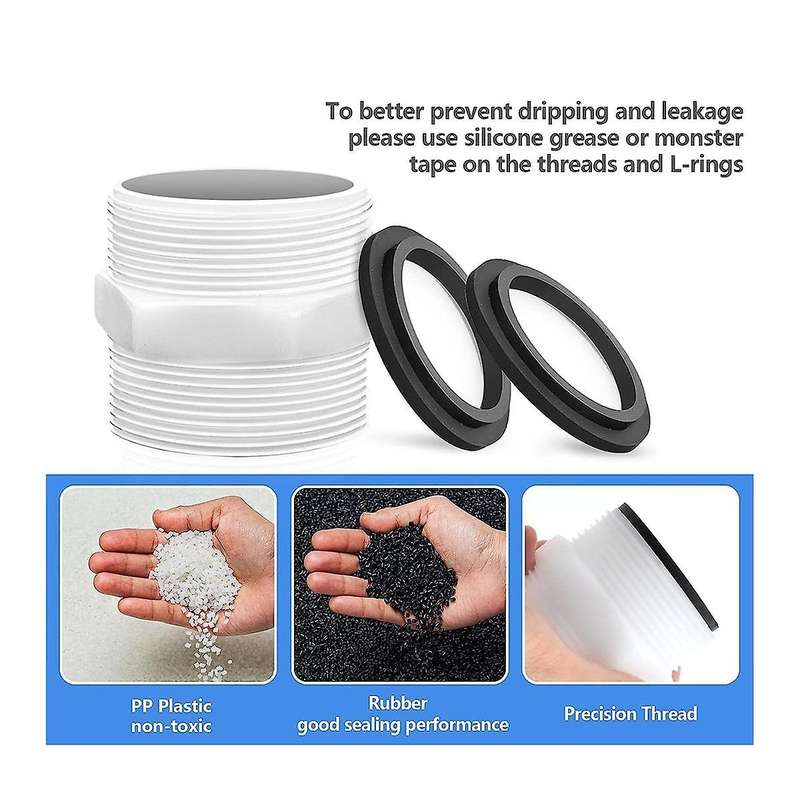 Pool Hose Adapter 1.5 Inch for Pool Pump Hose with Ring Gaskets Swimming Pool Hose Adapter Parts
