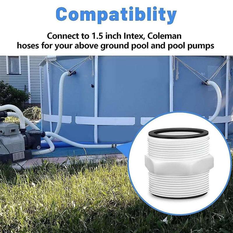 Pool Hose Adapter 1.5 Inch for Pool Pump Hose with Ring Gaskets Swimming Pool Hose Adapter Parts