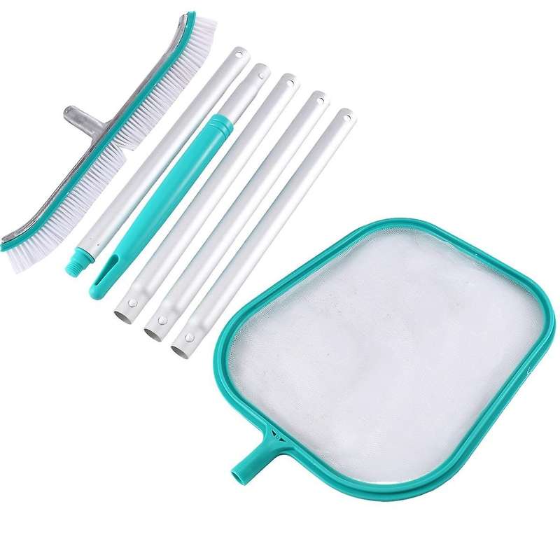 Pool Maintenance Kit with Leaf Skimmer Net,telescopic Pole-18in Scrub Brush,clean Sweep Debris From