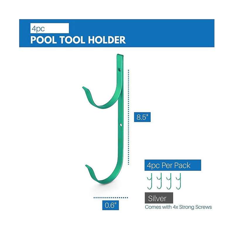 Pool Pole Hanger 4 Pack Pool Equipment Hooks Pool Tool Organizer for Telescopic Pole,skimmers,leaf