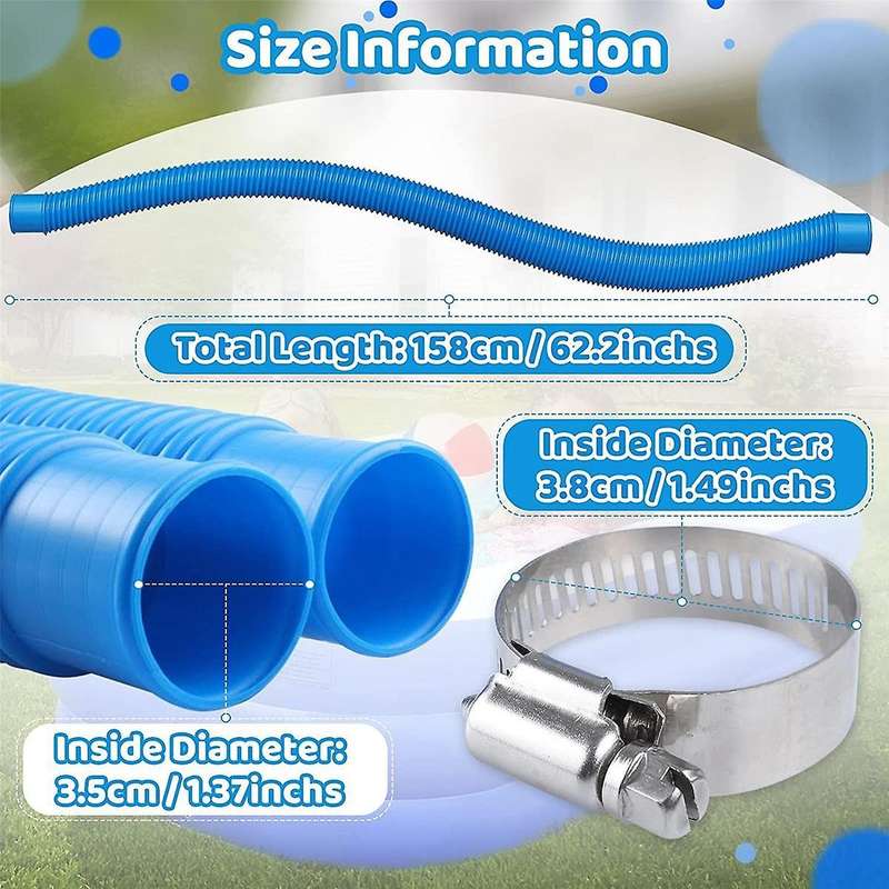 Pool Pump Replacement Hose for /,330gph 1000gph, Swimming Pool Pump Pipes with Hose Clamp