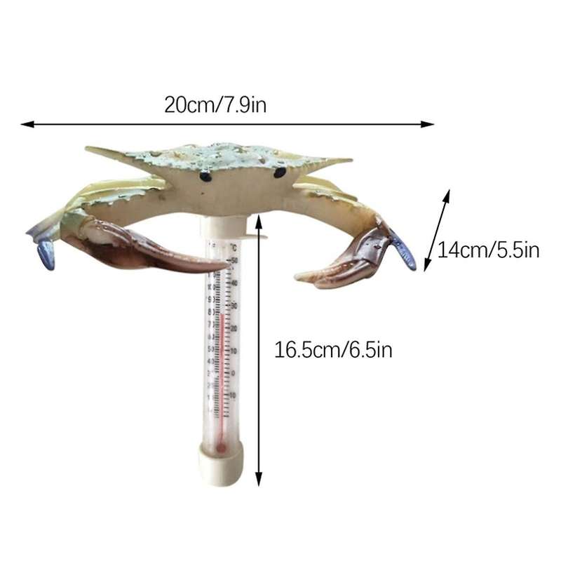 Pool Thermometer Floating Easy Read Large Size Pool Thermometer Ocean Animal Shaped Thermometer(Crab