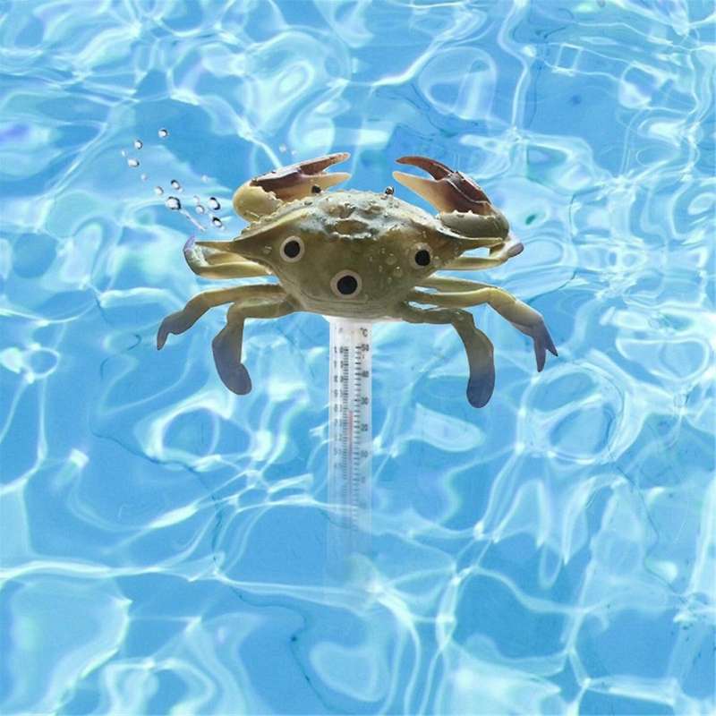 Pool Thermometer Floating Easy Read Large Size Pool Thermometer Ocean Animal Shaped Thermometer(Crab