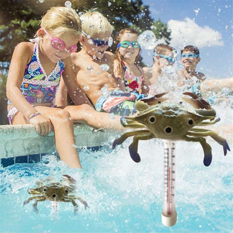 Pool Thermometer Floating Easy Read Large Size Pool Thermometer Ocean Animal Shaped Thermometer(Crab