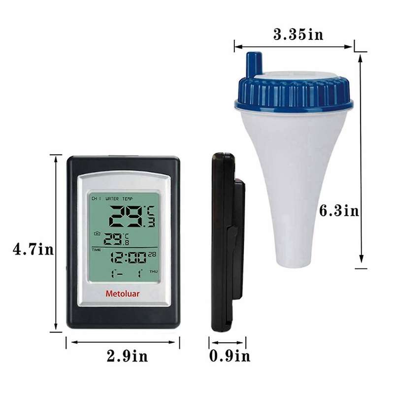 Pool Thermometer Floating Easy Read Solar Powered Indoor Thermometer Water Temperature Gauge with In